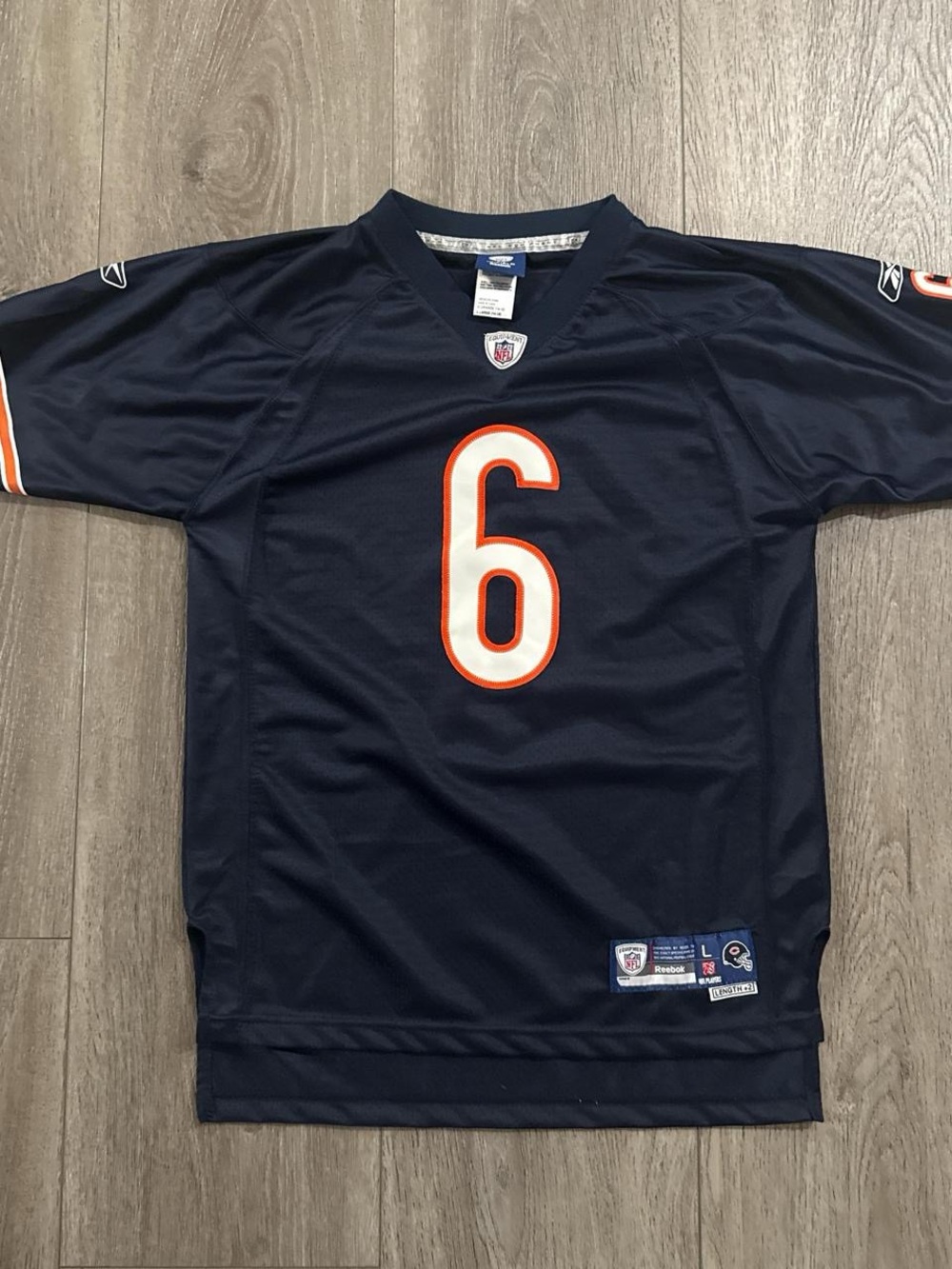 Vintage Reebok jay cutler Navy kids Football Jersey with White & Orange #6